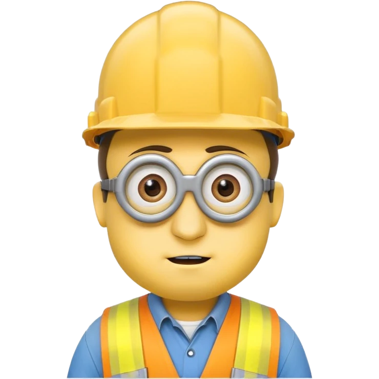 Minion with big head wearing hard hat emoji