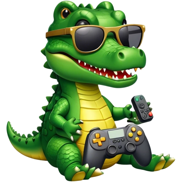 Crocodile with sunglasses and a controller  emoji