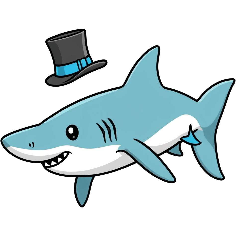 Shark with a top hat emoji