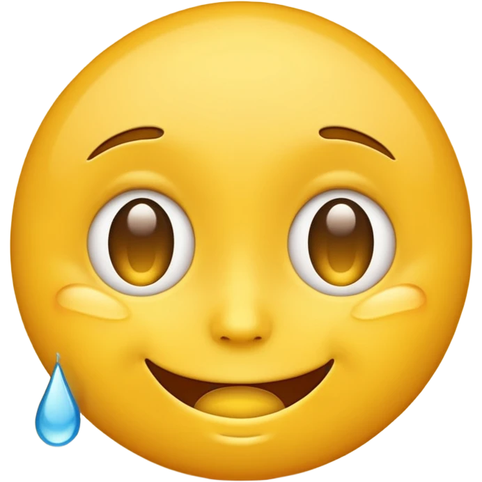 smiling while tears are forming in the eyes of a yellow emoji face emoji