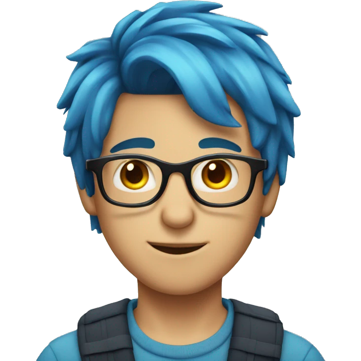 Blue hair boy with glasses emoji