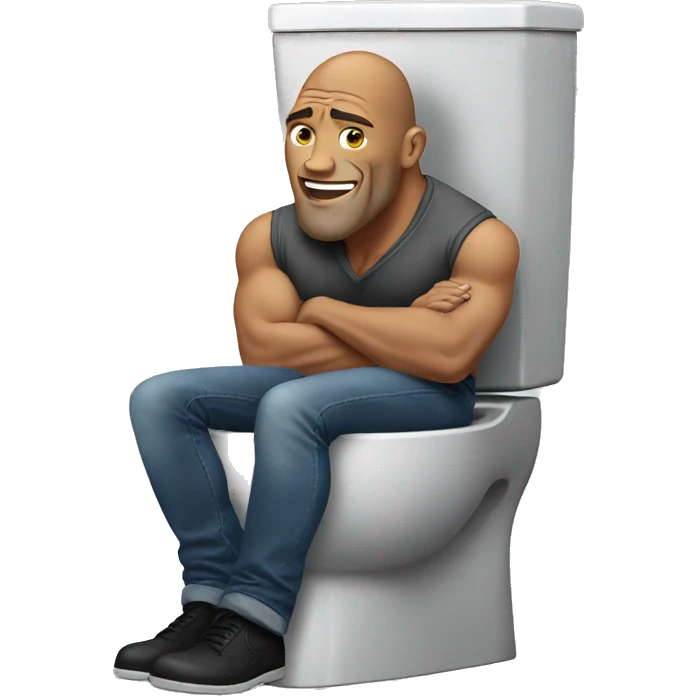 The rock head sitting on a toilet emoji