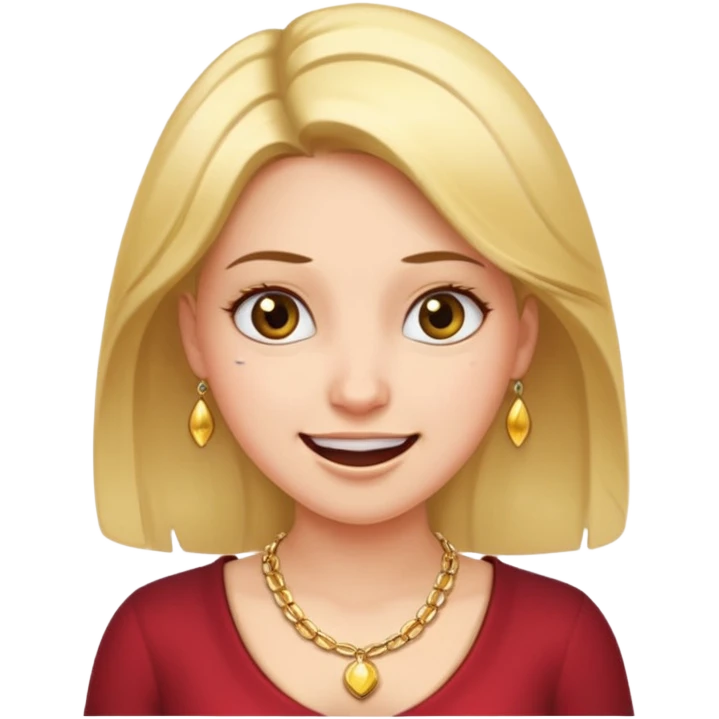 Female with Gold Necklace, fair skin, different expressions emoji