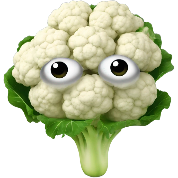 cauliflower looks into the mirror with big eyes emoji