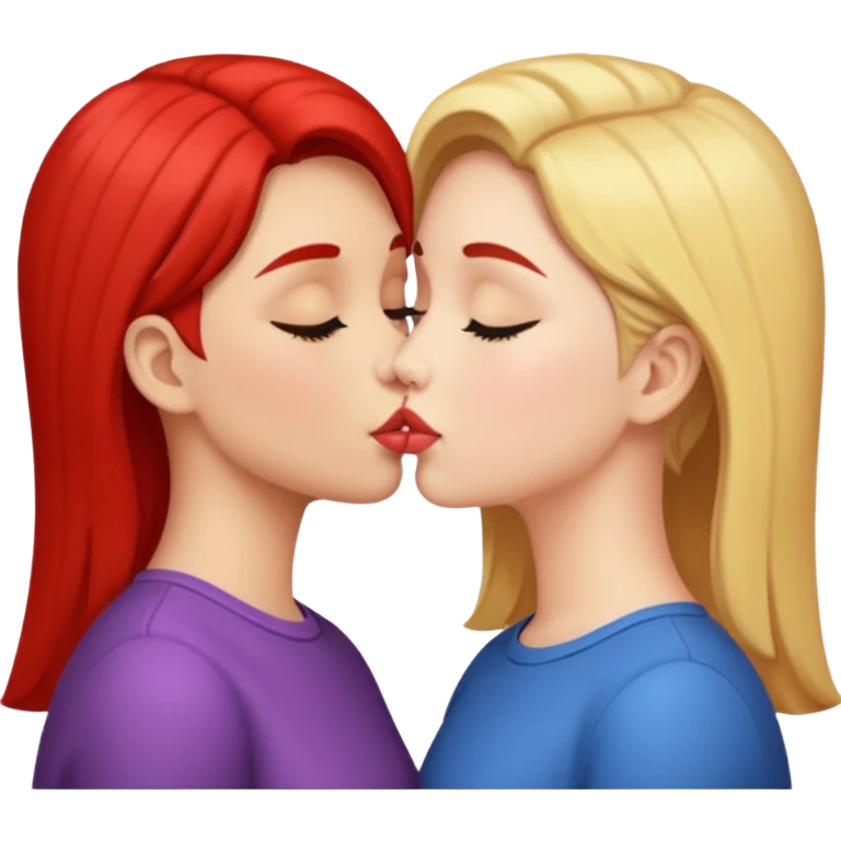 Two girls kissing each other emoji