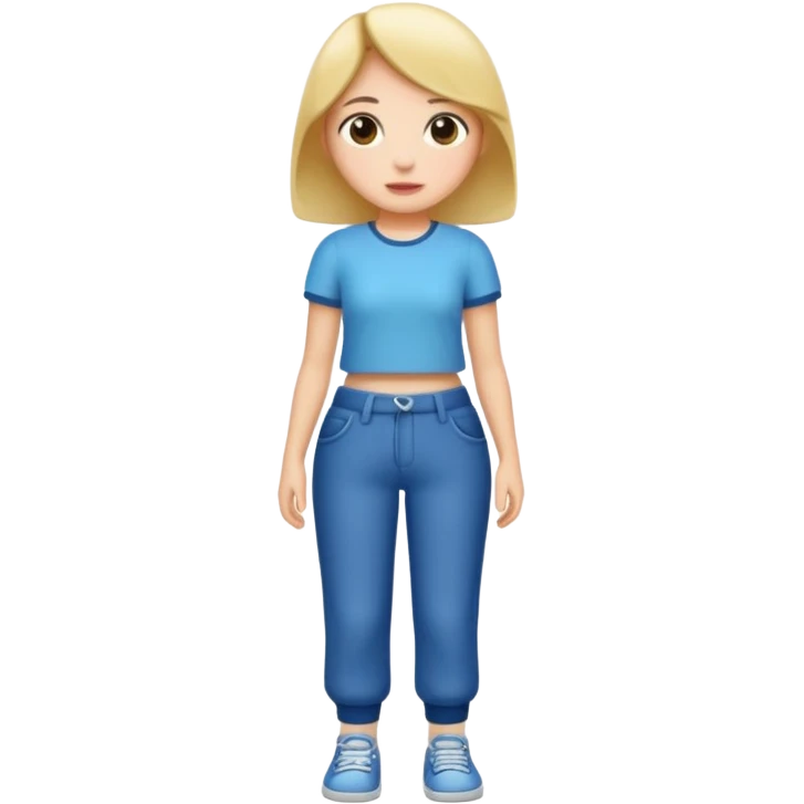 A short girl with full pants emoji