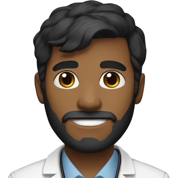 young lwwhite male doctor with full short beard, has black hair  emoji
