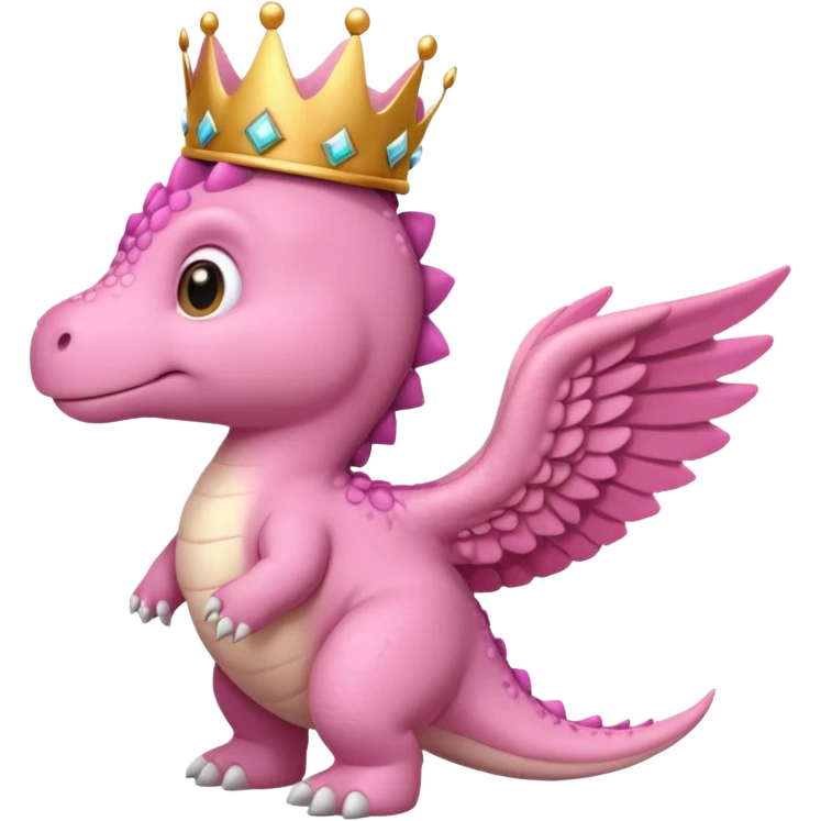 pink baby dinossaur with wings with a crown side view emoji