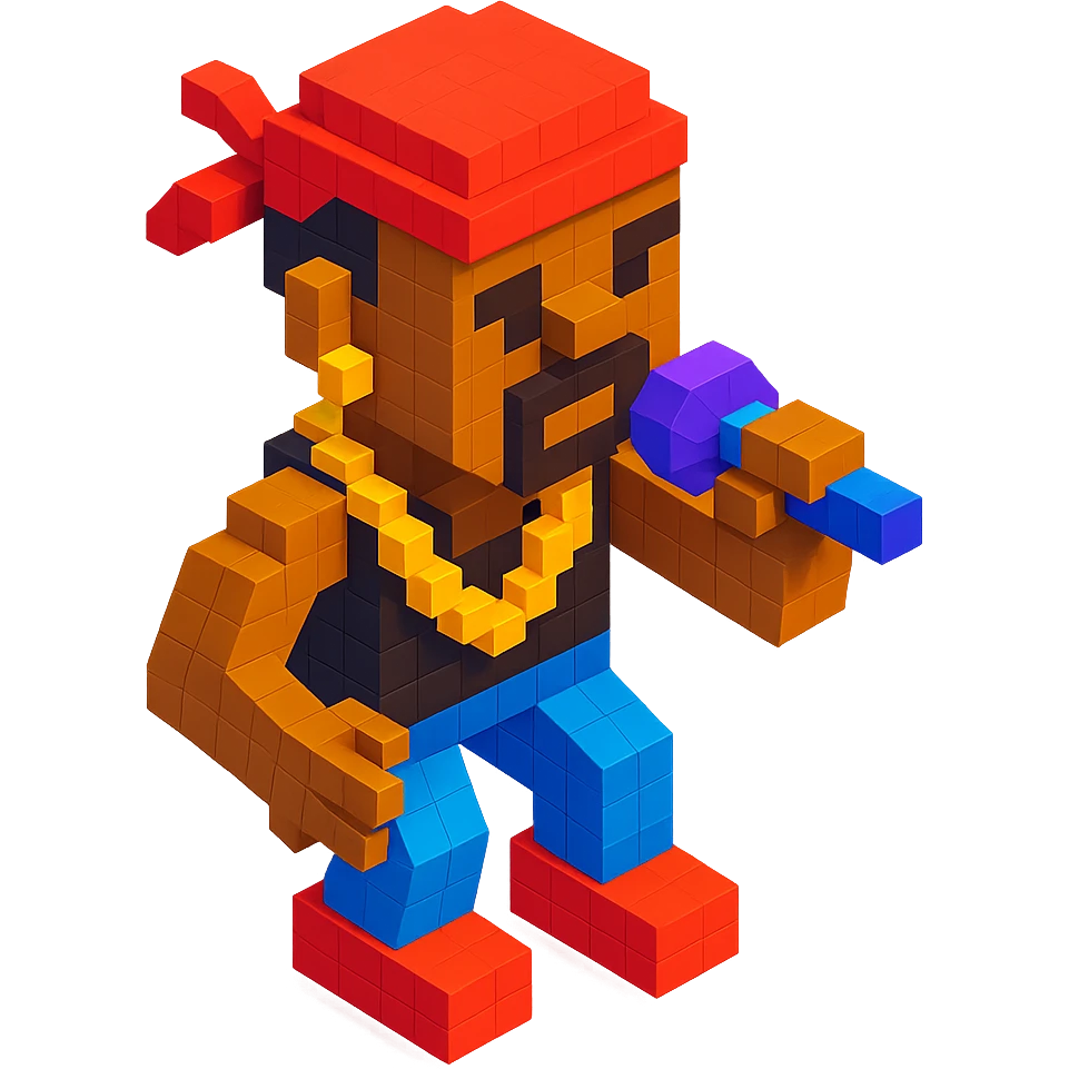 rapper inspired by 2Pac, performing on stage with gold chain and bandana, isometric view emoji