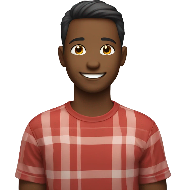 smiling boy in red-shirt without glasses emoji