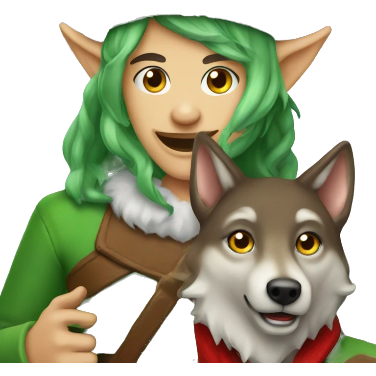 Christmas elf with a wolf  emoji