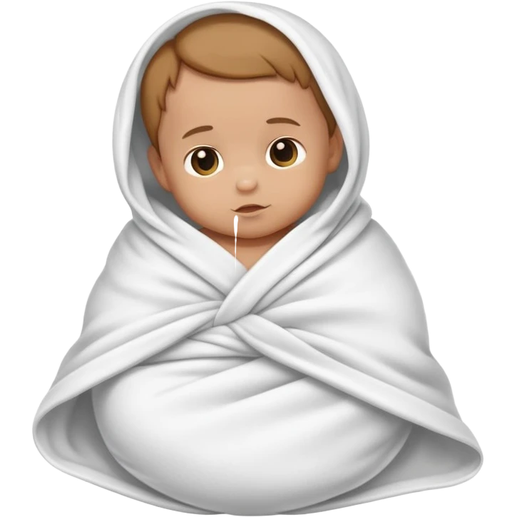 lightly tanned baby swaddled in a white blanket emoji