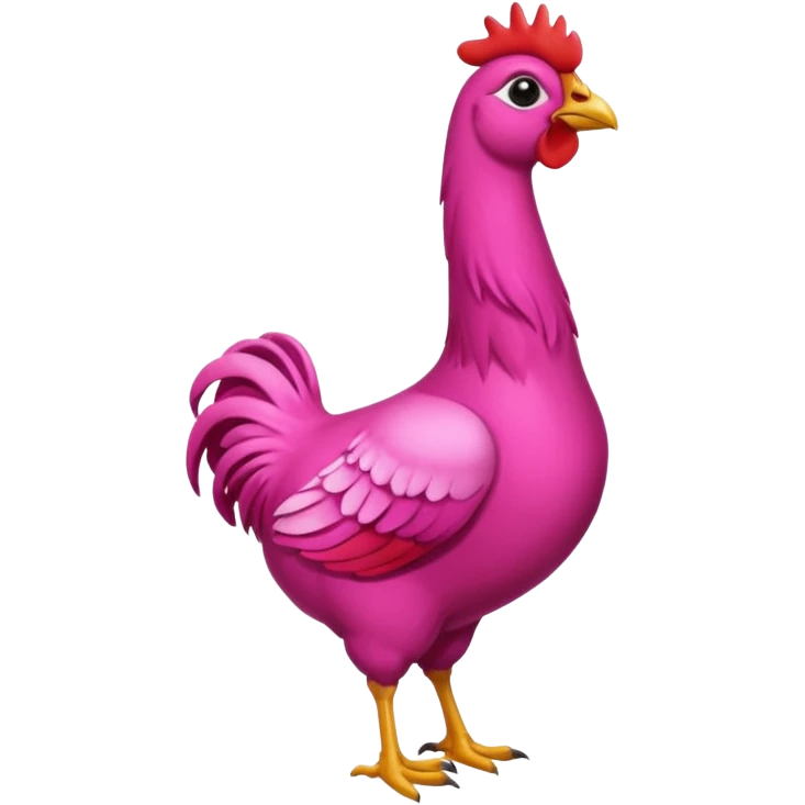Gallina de pelaje rosa fuerte mezclada con una jirafa sin manchas emoji