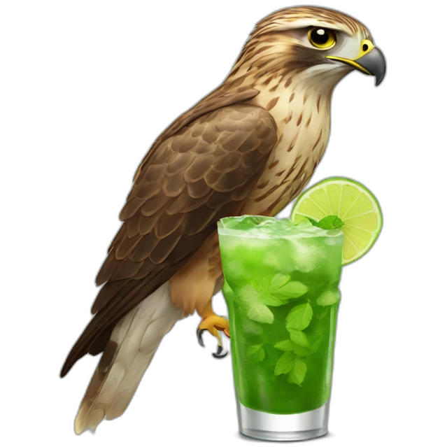 hawk drinks mojito emoji