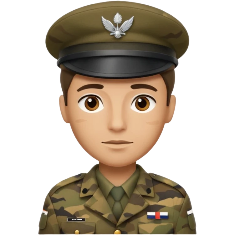 French soldier, modern camouflage uniform, beret, neutral expression emoji