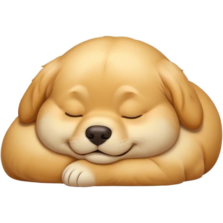 Cinematic Meme-Worthy Chubby Sleeping Golden Retriever Portrait Emoji, Head resting peacefully with a contented smile, featuring a delightfully chubby build and a luxuriously soft golden coat, eyes shut in a serene nap, Simplified yet hilariously adorable features, highly detailed, glowing with a soft, drowsy light, high shine, relaxed and utterly lovable, stylized with an air of playful laziness, bright and endearing, soft glowing outline, capturing the essence of a comically sleepy companion, so meme-worthy it feels like it could instantly become the next viral sensation of adorable slumber! emoji