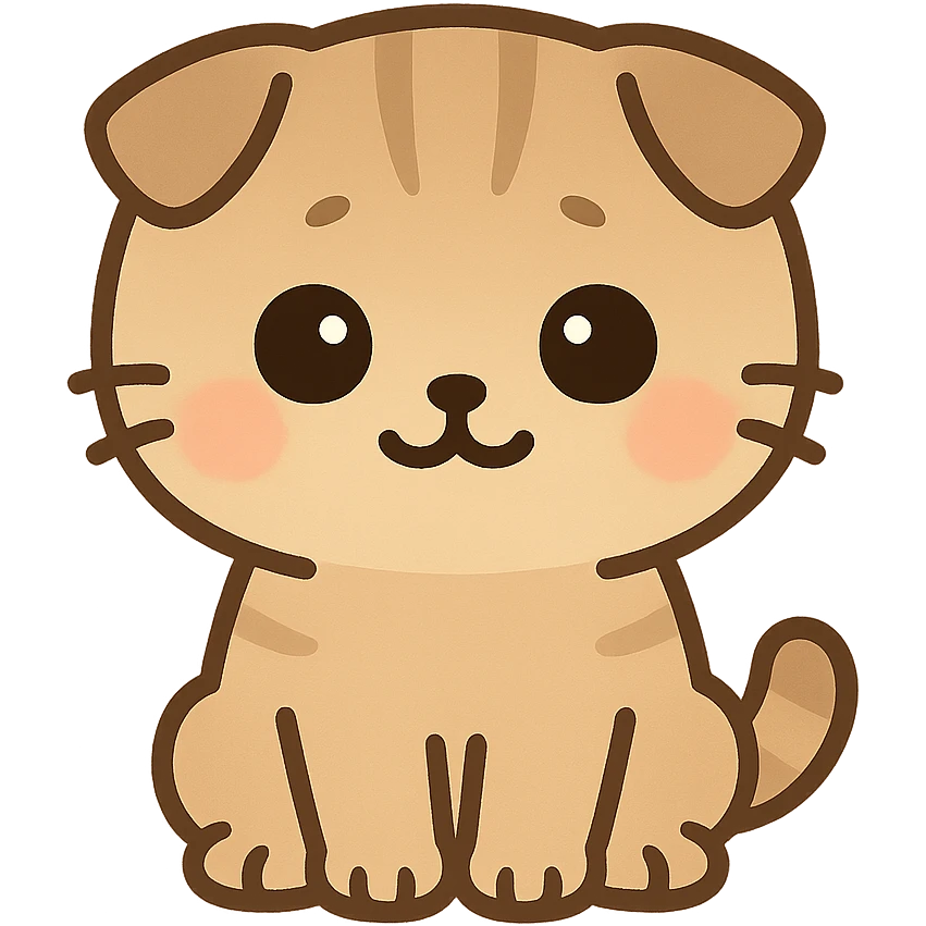 kawaii scottish fold kitten sitting, twitter style emoji emoji