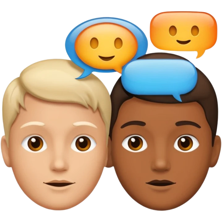 two faces connected by speech bubbles emoji