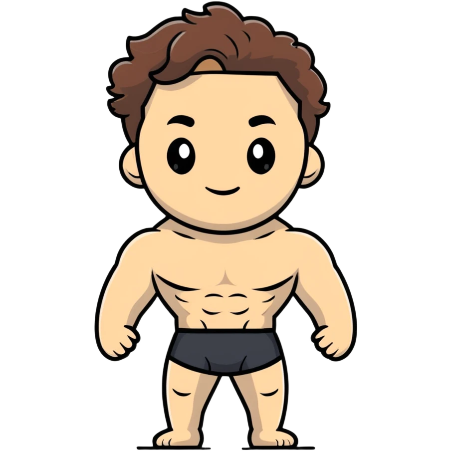 shirtless male athlete with white skin and wavy brown hair emoji