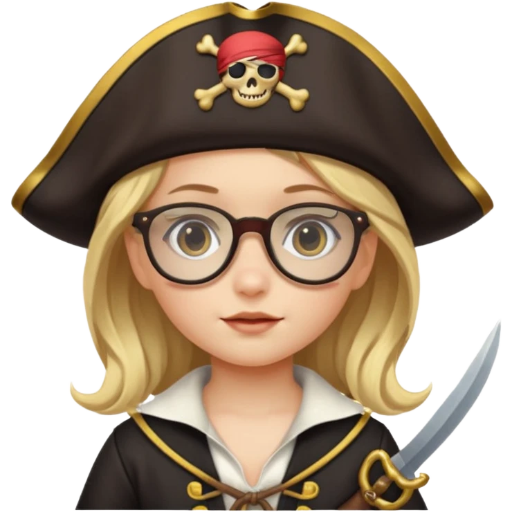 kid girl with pirate costume wearing glasses emoji