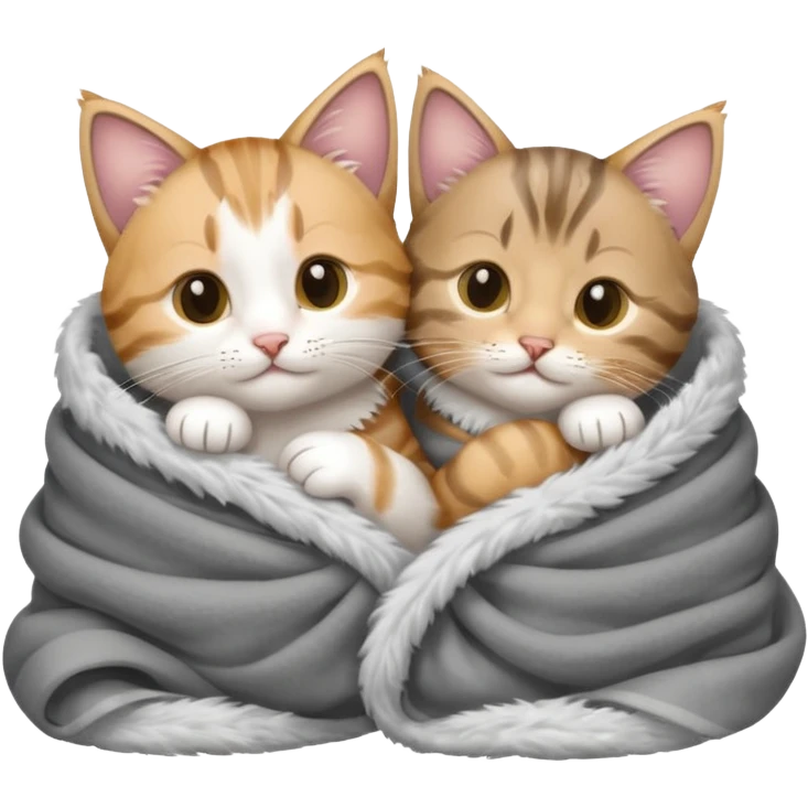 Two kittens snuggling cozy in blanket emoji