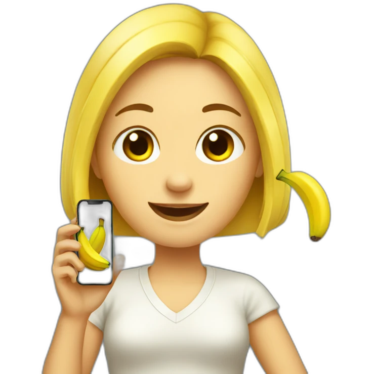 girl using banana as a cell phone emoji