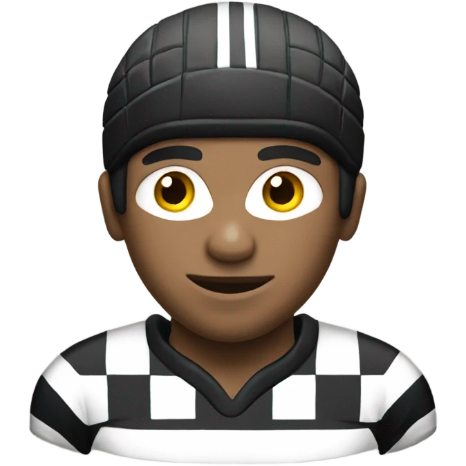 Person playing rugby in black and white stripy kit  emoji