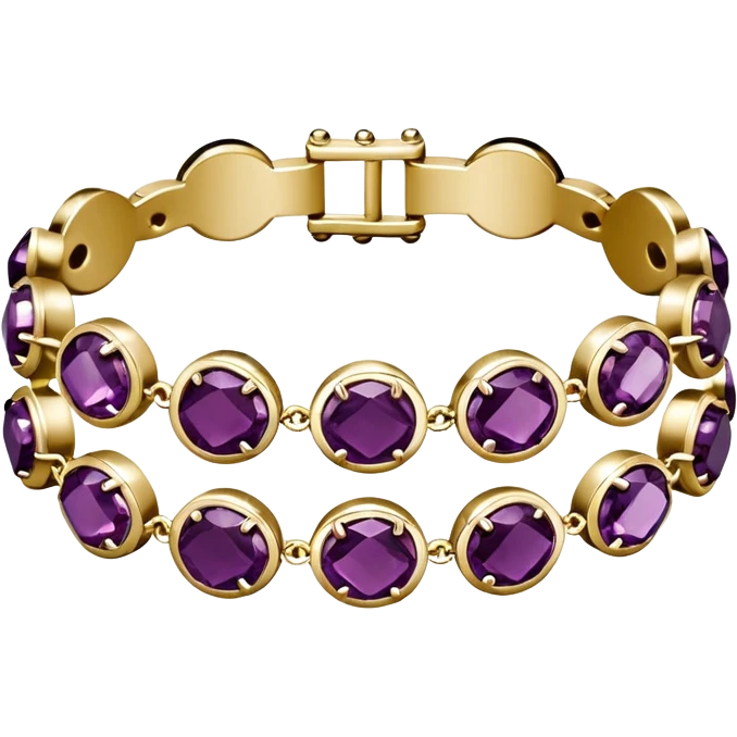 Van Cleef, sparkling dark plum color rhinestones,  14k gold bracelet, 3D rendering emoji