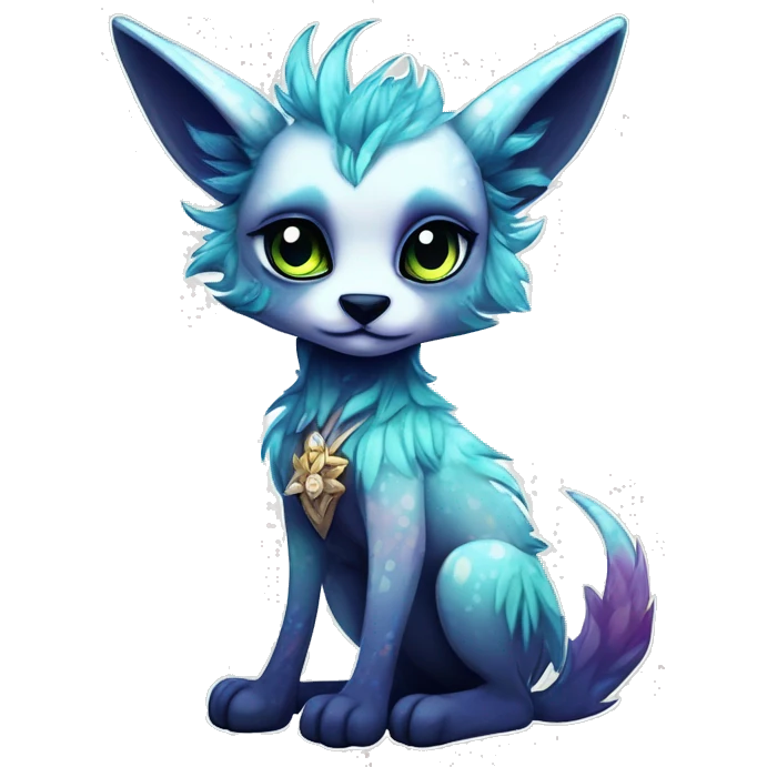 Cool cute Kawaii edgy ethereal futuristic modern epic fantasy animal sparkle fursona Fionbri creature by griffsnuff & LiLaiRa & Falvie full body emoji
