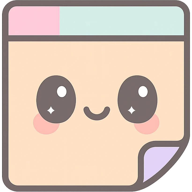 kawaii sticky note, cute face, pastel colors, simple design emoji