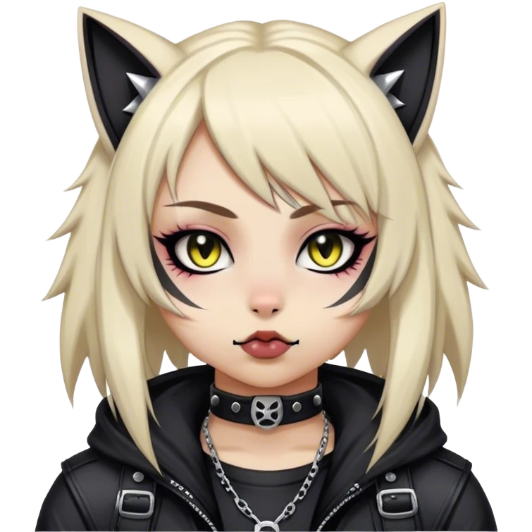 Edgy Kawaii Cute Cool Cartoon Anime Punk Techwear Gothic Catgirl emoji