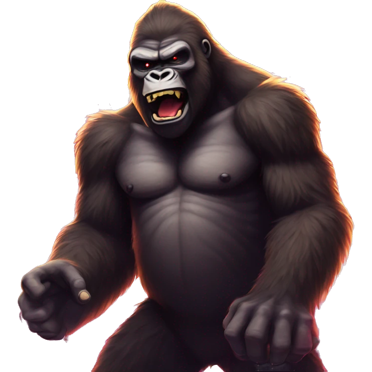king kong at a rave with lazer lights emoji