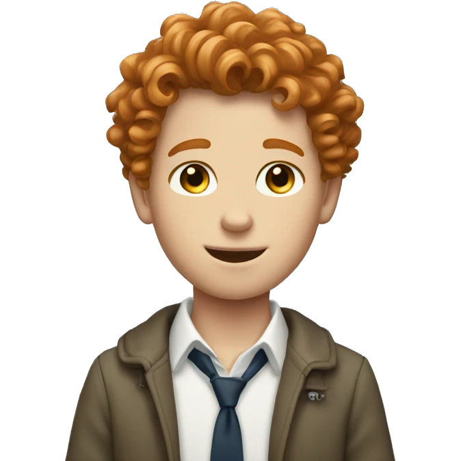 preppy white boy with curly ginger hair emoji