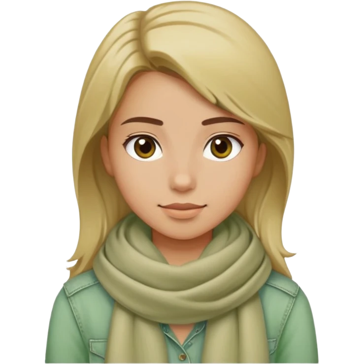 girl with wheatish complexion, beige scarf, light green shirt, jeans emoji