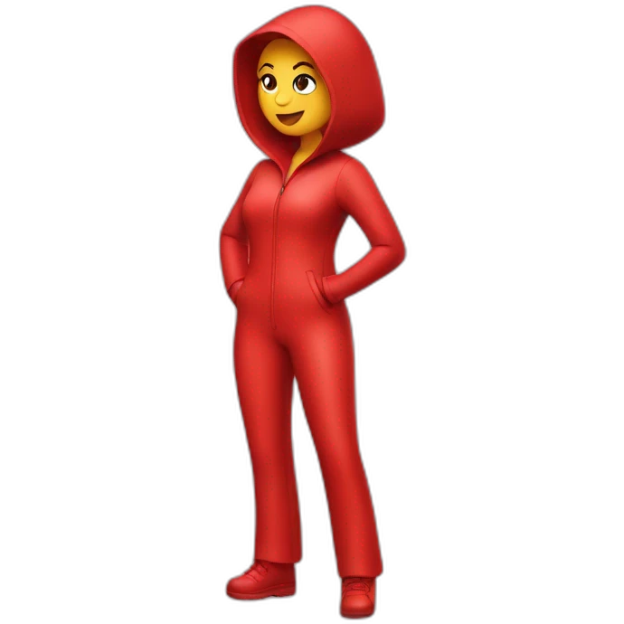 Emoji of hot woman in red rubber suit emoji