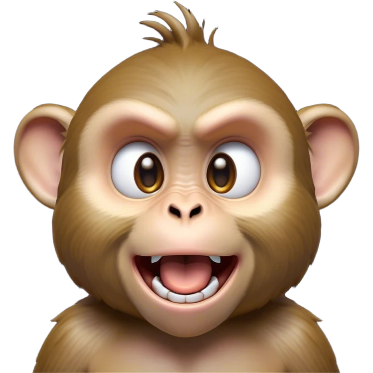 Cinematic Comical Macaque Portrait Emoji, Head tilted dramatically with an exaggeratedly shocked expression, featuring a dynamic, animated face with wide, comically expressive eyes full of humorous disbelief, Simplified yet hilariously expressive features, highly detailed, glowing with a slightly sassy glow, high shine, dramatic yet playful, stylized with an air of quirky primate attitude, soft glowing outline, capturing the essence of a meme-worthy macaque that looks ready to side-eye its way into viral fame! emoji
