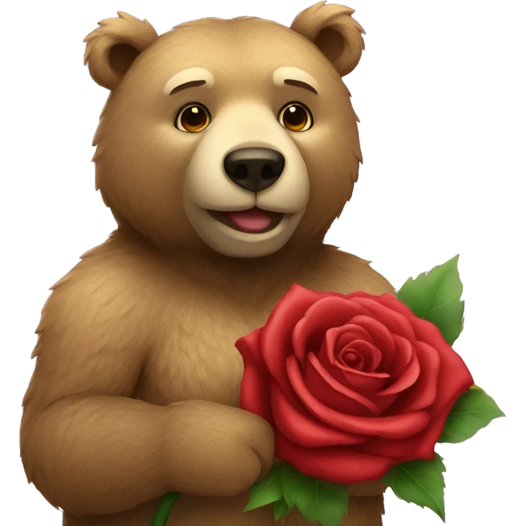 Bear holding a rose emoji