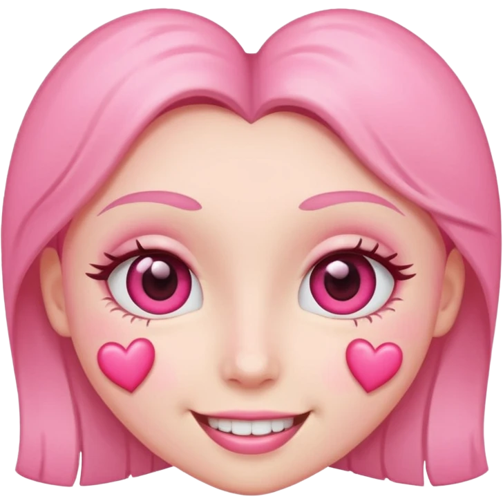 heart eye face with pink hearts, smiling emoji