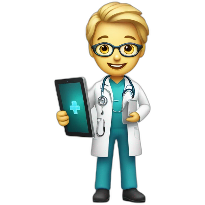 Digital medical doctor with tablet pc emoji