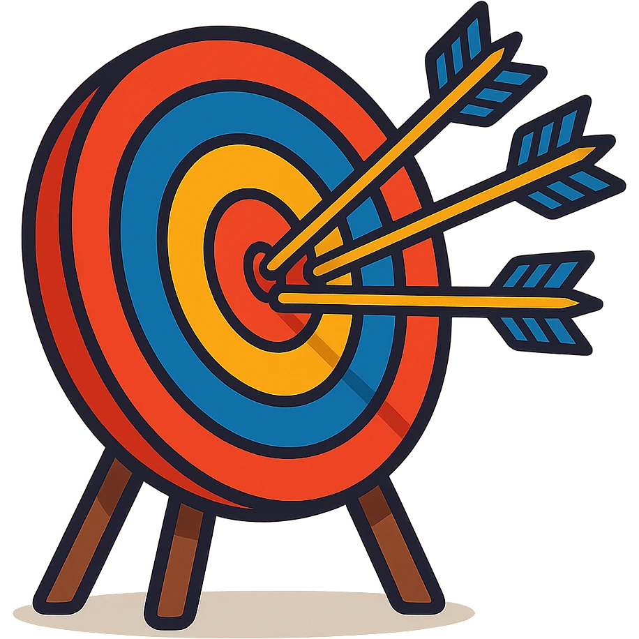 cartoon archery target with arrows, bold colors, no background emoji