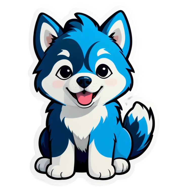 Husky puppy blue hair emoji