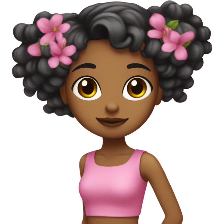 Chica de pelo negro peinandose con un peine rosa emoji