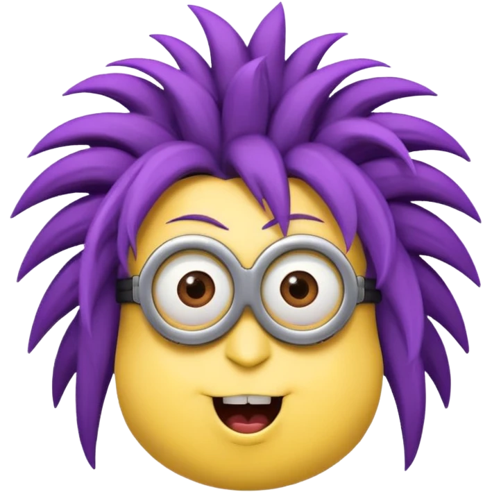 Purple Minion with crazy hair emoji