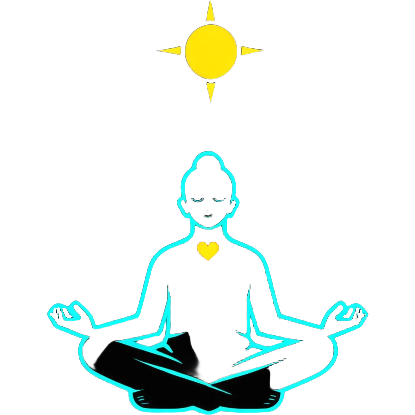 Person is meditating and his heart is glowing and shining emoji