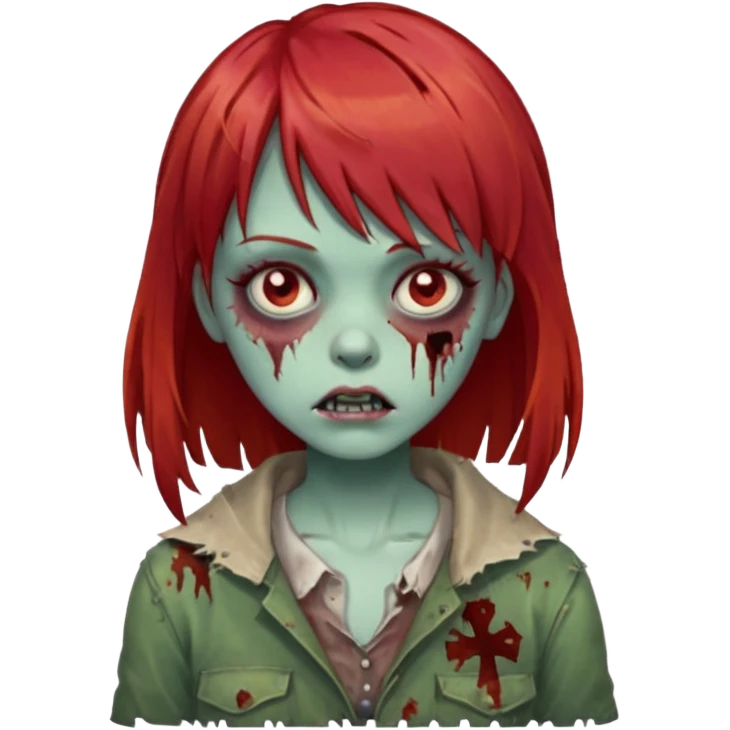 create a zombie girl with red hair and bangs emoji