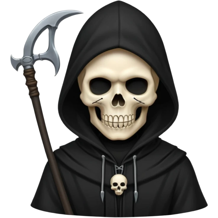 zoomed black hood skull scythe emoji