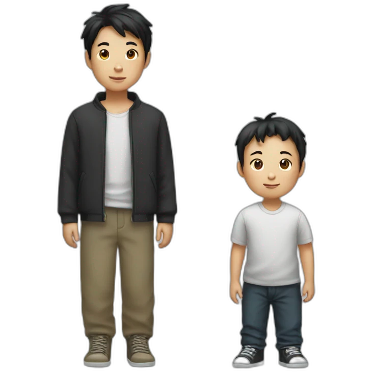 A short Chinese boy and a black tall boy emoji