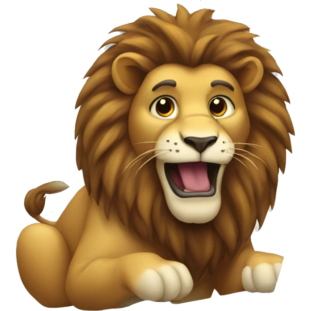 Lion using a computer emoji