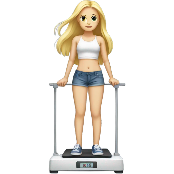 Blonde girl standing on scale emoji