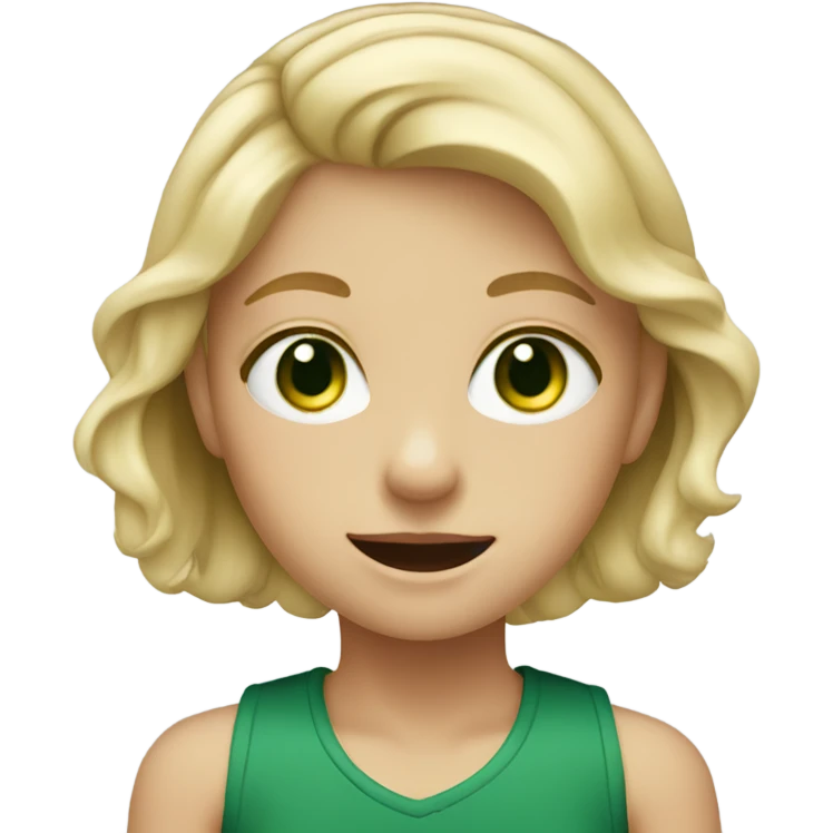 Blonde kid girl with dark green eyes and braces emoji